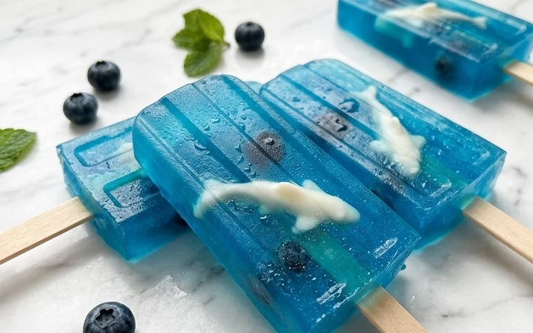 Jiggly Shark Pops Recipe- Fun Frozen Treat